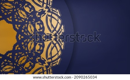 Dark blue banner with vintage gold ornament for design under your text