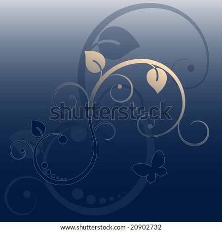 Abstract blue floral background. Vector.
