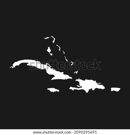 Caribbean map on black background