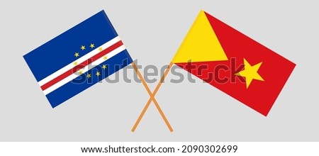 Crossed flags of Cape Verde and Tigray. Official colors. Correct proportion