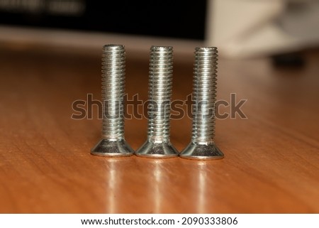 Thread on metal bolts. Macro photo