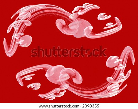 Abstract Design - White Paint on Red Canvas