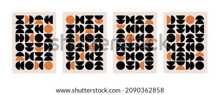 Brutalism art posters with geometric abstract shapes. Trendy geometry elements colored print in flat retro style. Vector illustration