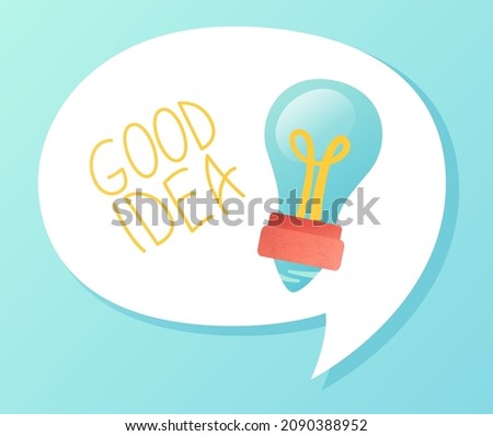 Creative Idea speech bubble with light bulb illustration. Banner design for education and creativity, business and advertising.  Trendy flat cartoon vector