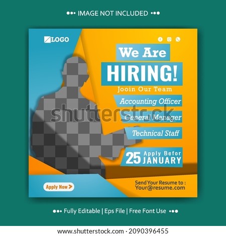 We are hiring or recruiting social media post promotion for Instagram facebook design simple 