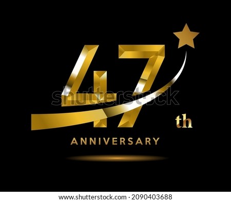 Golden 47 year anniversary celebration logo design with star symbol	