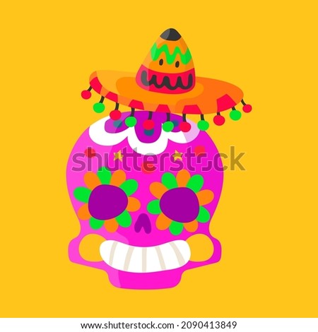  skull character vector with big hat
