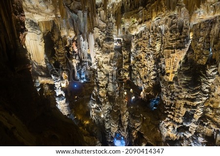 Panoramic view of chamber in Grotte des Demoiselles, Ganges, France