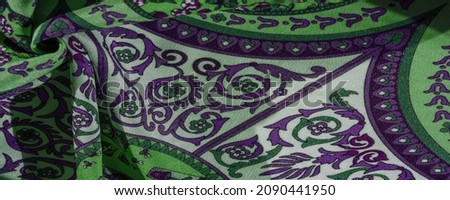 Texture background pattern , silk fabric, moderate soothing colors, royal monogram pattern, white, green azure colors on the fabric. your design will be steeped in the spirit of the Middle Ages