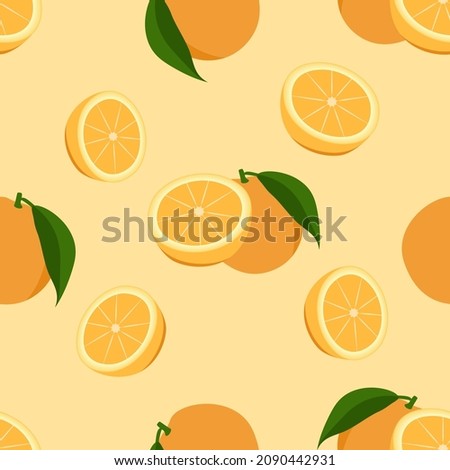 orange repeat pattern, Fruity repeat pattern vector illustration created with orange fruit on light yellow background. 