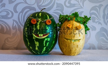  watermelon and melon laughing merrily