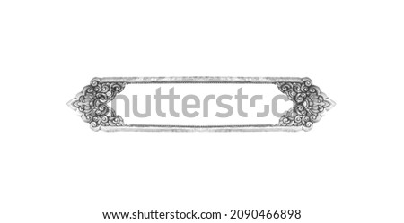 Old engraving steel sign frame isolated on white background , clipping path
