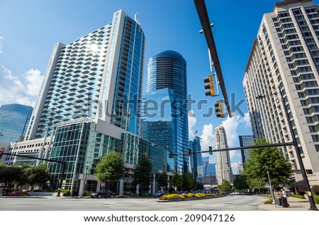 A view of the skyline of Buckhead, the uptown section of Atlanta, Georgia.