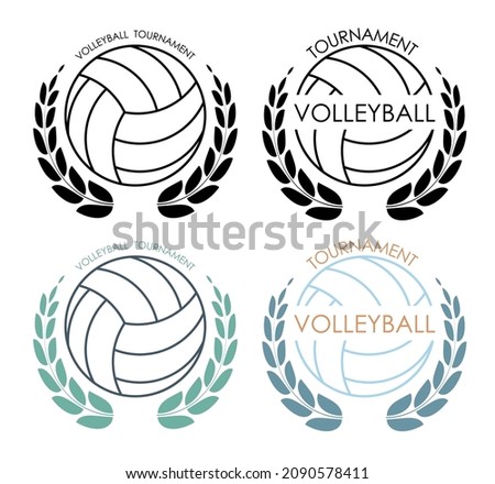 symbols sport ball for VOLLEYBALL on white background with winner laurel wreath. VOLLEYBALL competition. Isolated vector