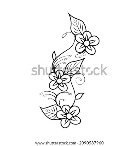 floral design vector. Vector branch with spring flowers. Realistic fruit tree branch. Detailed hand drawn clip art element isolated on dark background for your design, postcards, advertising.