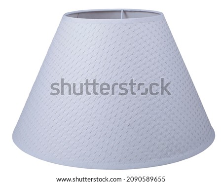 classic empire cone bell shaped white tapered woven lampshade on a white background isolated close up shot 