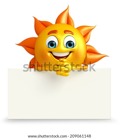 Cartoon Character of sun with sign board