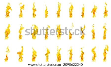 fire abstract red orange and yellow heat energy Burning fuel at night. Very hot. Isolated on white background.
