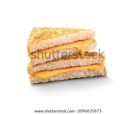 Melted cheese sandwich isolated on white background Royalty-Free Stock Photo #2090635873