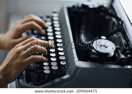 typewriter girl hands