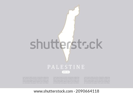 Palestine Map - World Map International vector template with white color and thin gold outline graphic sketch style isolated on grey background for design - Vector illustration eps 10