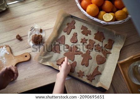 making Christmas gingerbread in the kitchen