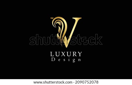  Beautiful V letter luxury logo design vector  template