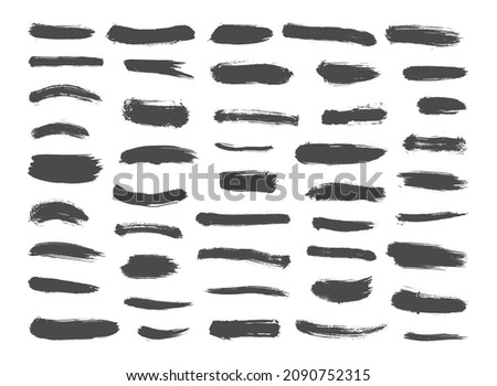 Vector set of textured and grunge brushes for your design. Collection abstract black templates on white background for paper design. Handwritten textures for graphic programs.