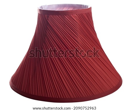 burgundy red classic cut corner deluxe bell shaped  tapered lampshade on a white background isolated close up shot