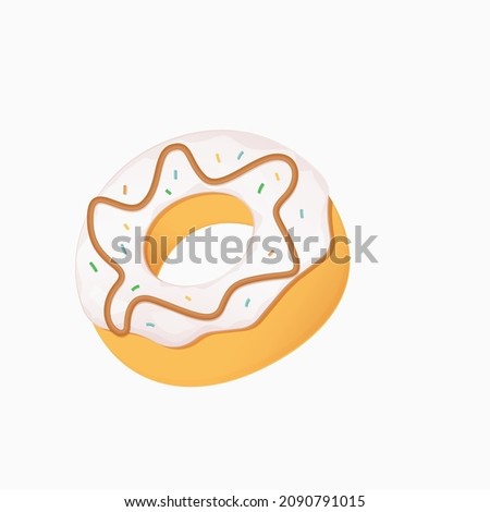 Illustration of a donut poured with chocolate with glaze. Vector illustration. Eps 10.
