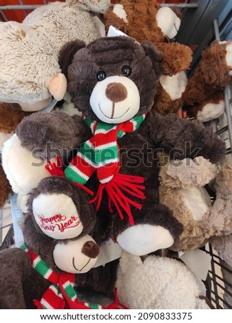 New Year's teddy bear. Teddy bear. christmas gift.