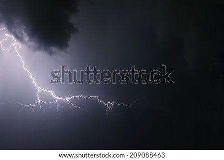 Dark ominous clouds. Thunderstorm with lightning. Royalty-Free Stock Photo #209088463