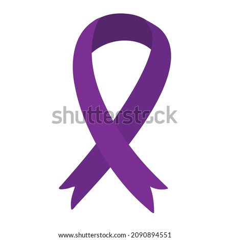 Purple ribbon - emblem symbol for Dementia awareness month, Alzheimer's disease isolated on white. Vector illustration. Clip art, design element for healthcare medical concept