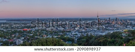 Sunrise view of Auckland from Mount Eden, New Zealand
