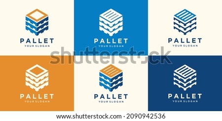 Wood pallets with hexagon log design templates. Modern easy to edit logo template. Vector design series. Royalty-Free Stock Photo #2090942536