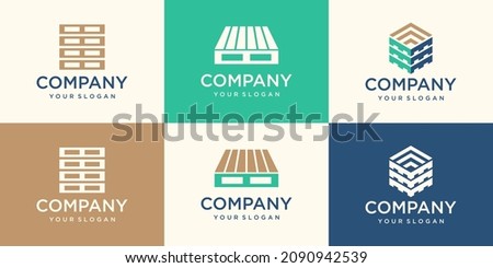 Wood pallets logotype design templates. Modern easy to edit logo template. Vector design series. Royalty-Free Stock Photo #2090942539