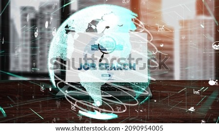 Human Resources Recruitment and People Networking conceptual . Modern graphic interface showing professional employee hiring and headhunter seeking interview candidate for future manpower.