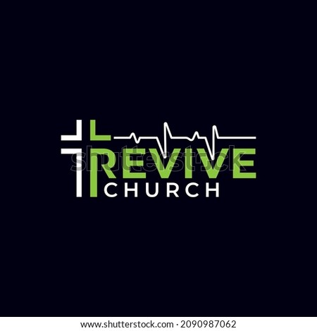 revive church logo design lettering vector template Royalty-Free Stock Photo #2090987062