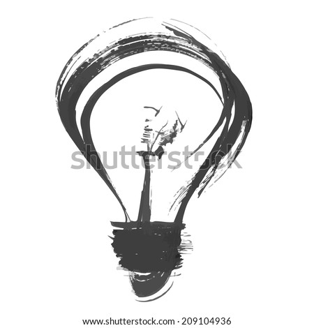 Electric light bulb from hand drawn black strokes isolated on a white background
