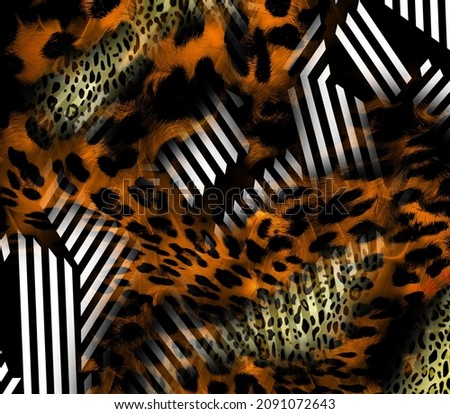 leopard fur pattern. Fashionable wild leopard print background. Modern panther animal fabric textile print design.Fashion pattern and textile printing.Paisley, striped fabric print pattern
