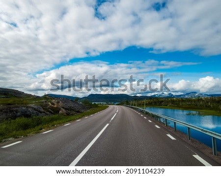 road in the mountains sky and clouds, beautiful photo digital picture , picture taken in Sweden, Europe , Digital created image Picture
