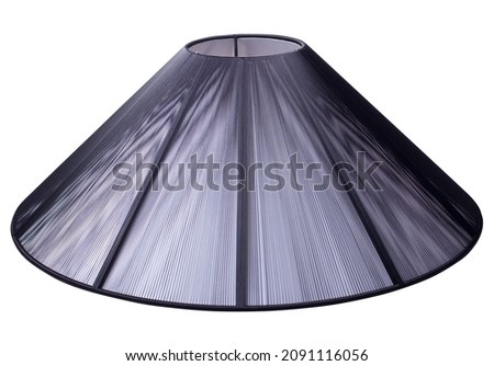 classic empire cool flare cone shaped transparent black tapered lampshade on white background isolated close up shot 