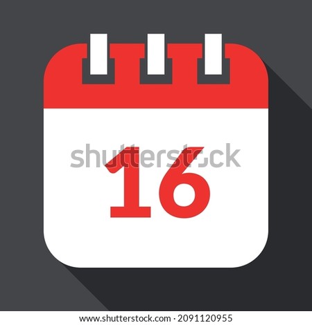 White with red specific day calendar isolated on gray background, vector illustration of appointment schedule 16 marked.