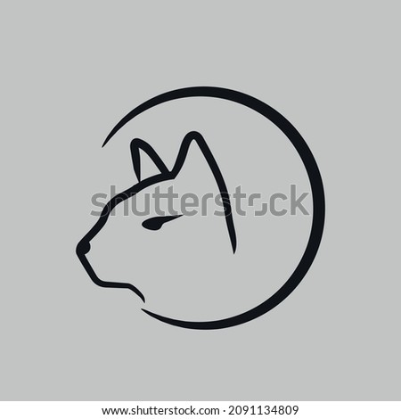 black cat head logo  circle