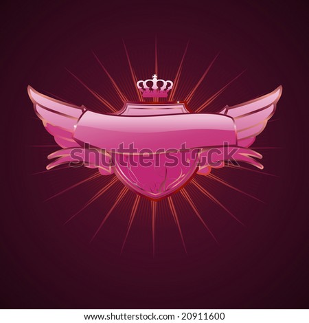 Vector illustration of heraldic shield or badge with blank banner, so you can add your own text
