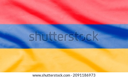 Flag of Armenia on wavy fabric.