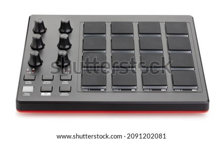 midi pad controller path isolated on white Royalty-Free Stock Photo #2091202081
