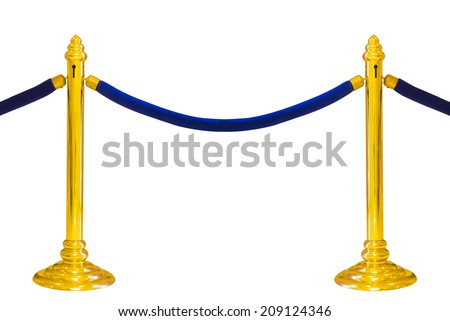 golden pole barricade isolated on white background