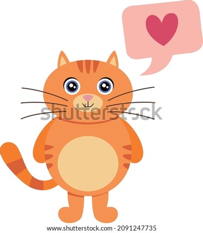 Cute funny cat with speech bubble heart love

