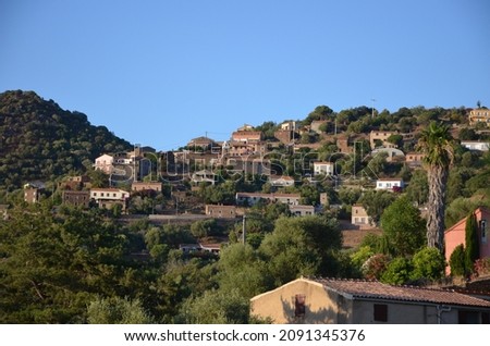 View on the village of Partinello. Photo taken in the morning in Corsica during travel. 